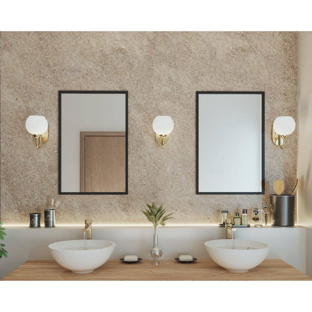 Vintage Gold and White Glass Globe Bath Wall Light