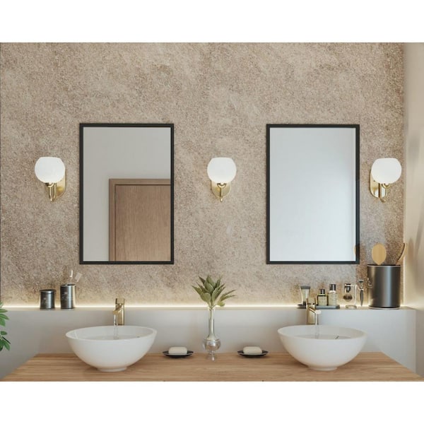 Carisa Collection 1-Light Vintage Gold Opal Glass Mid-Century Modern Bath Vanity Light