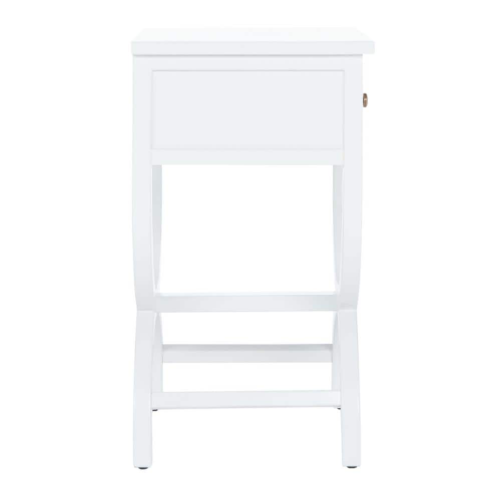 Dalat White Poplar Wood Night Table with Zinc Knob and Storage