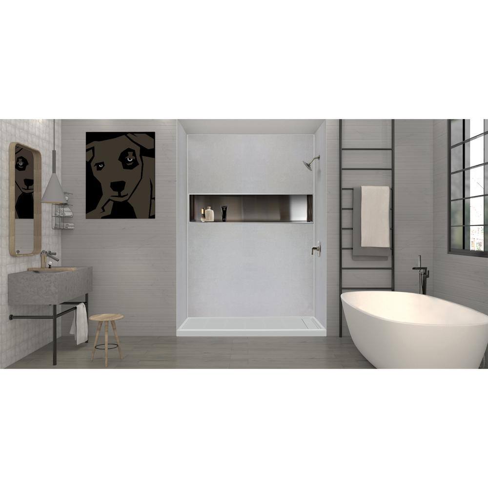 Gray Rectangular Resin Shower Base with Concealed Drain