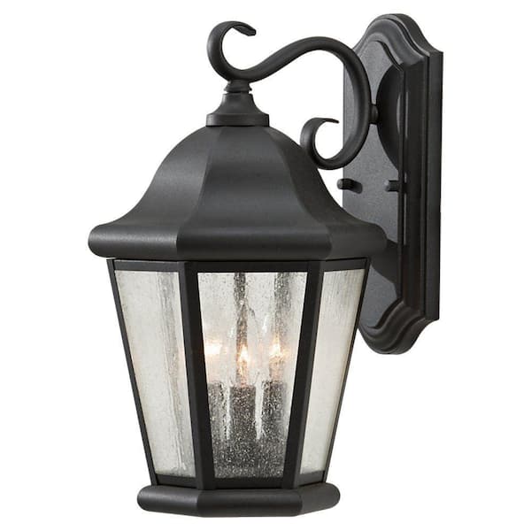 Generation Lighting Martinsville 10.25 in. W 3-Light Black Outdoor 17 ...