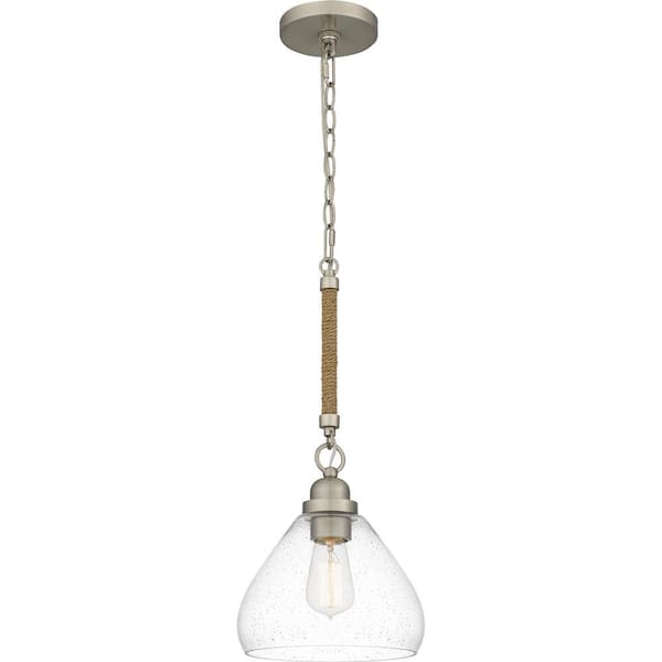 Quoizel Laughlin 1-Light Brushed Nickel Shaded Pendant