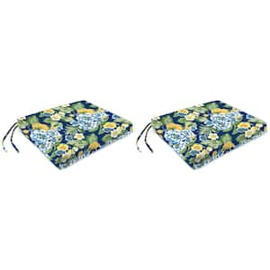 19 in. L x 17 in. W x 2 in. T Outdoor Rectangular Chair Pad Seat Cushion in Binessa Lapis (2-Pack)