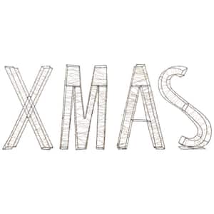 LED Lighted Wire XMAS Outdoor Christmas Sign Decoration - 15.5 in. - Warm White Lights