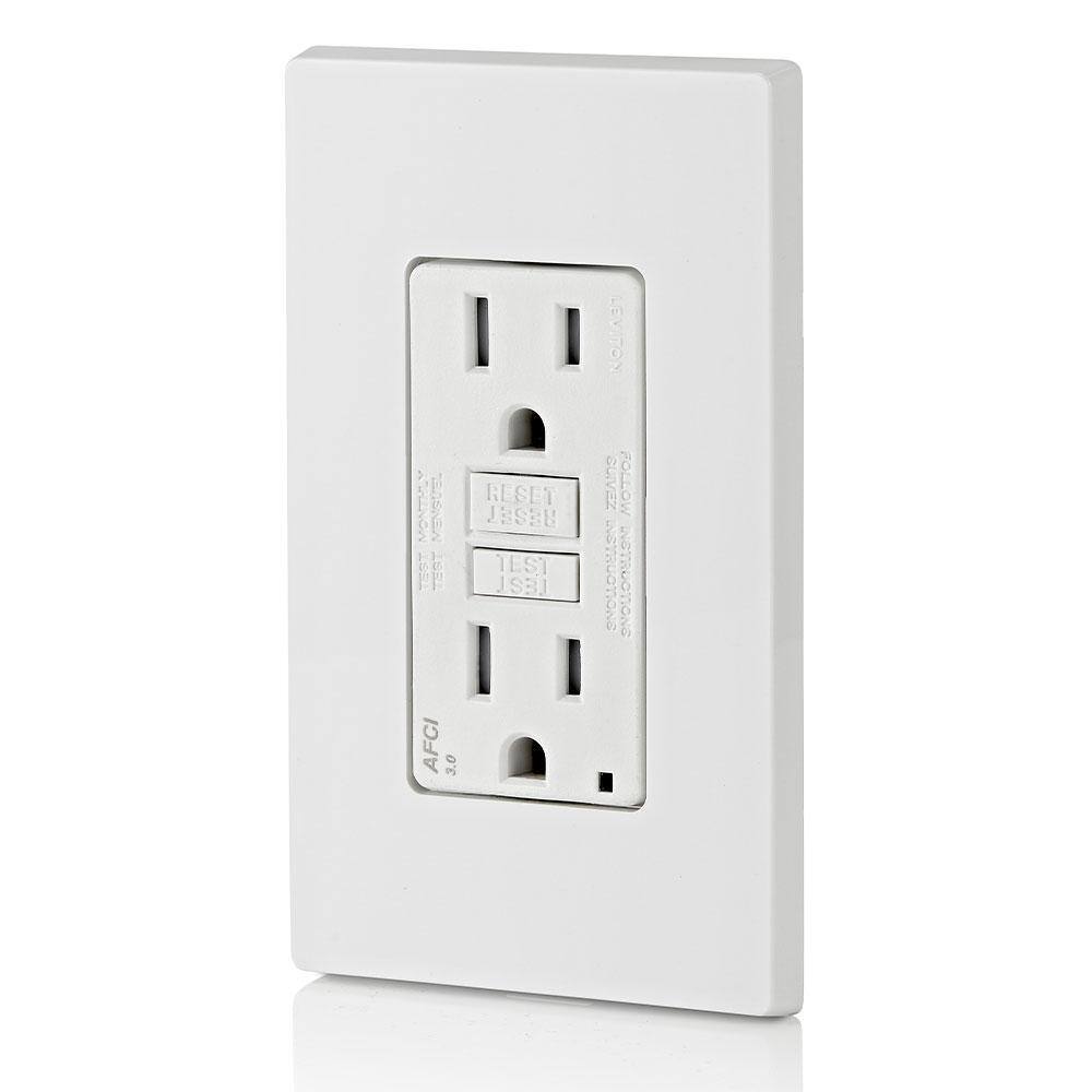 White 15 Amp Tamper-Resistant AFCI Outlet with LED Indicator