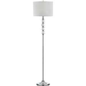 Lombard 60.25 in. Clear Street Floor Lamp with Off-White Shade