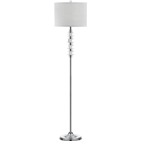 SAFAVIEH Lombard 60.25 in. Clear Street Floor Lamp with Off-White Shade