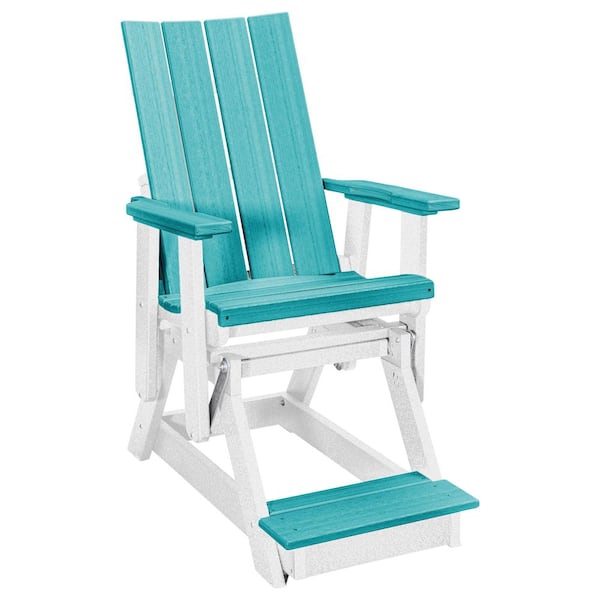 Brandon Series White 27 in. 1 Person High Density Polyethylene Plastic Outdoor Balcony Height Glider
