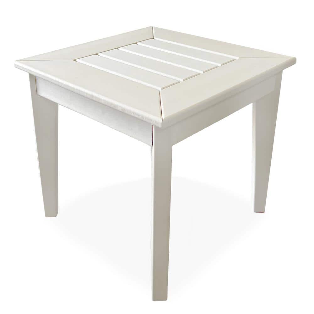 Aspen White Square HDPE Outdoor Side Table 19.6"