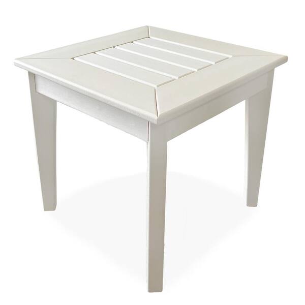LuXeo Aspen White Square Plastic HDPE Outdoor Side Table