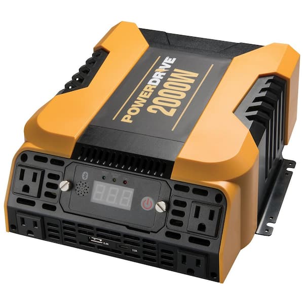 PowerDrive 2000-Watt Power Inverter with 4 AC, Dual port - Standard USB 2.4 Amp and USB-C 3.0 Amp port, APP with Bluetooth