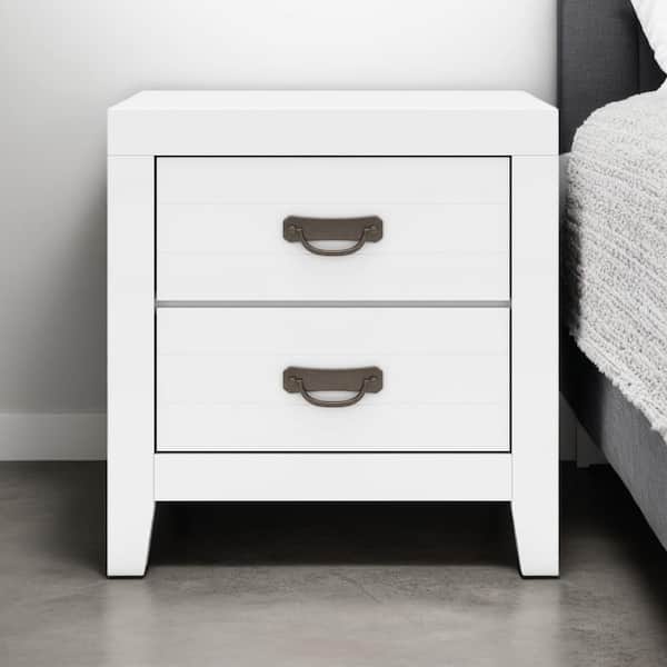 Benjara Cian Navy Blue 2-Drawer 21.34 in. W Nightstand with