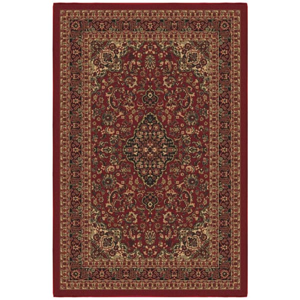 Ottomanson Ottohome Collection Non-Slip Rubberback Medallion Oriental Design 3x5 Indoor Area Rug, 3 ft. 3 in. x 5 ft., Dark Red