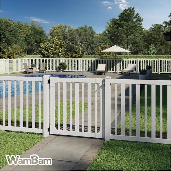 4 ft. x 4 ft. Sturbridge Vinyl Yard and Pool Fence Gate with Stainless Steel Hardware
