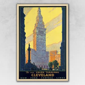 Charlie Cleveland Union Terminal Vintage Travel by Leslie Ragan Unframed Art Print 30 in. x 20 in.