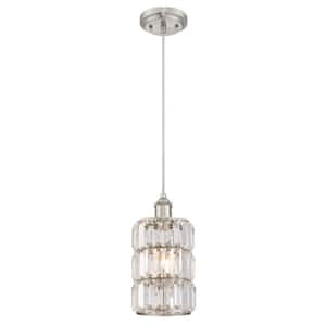 Sophie 1-Light Brushed Nickel Mini Pendant with Crystal Prism Shade