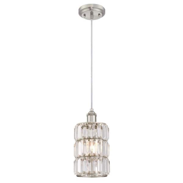 Westinghouse Sophie 1-Light Brushed Nickel Mini Pendant with Crystal Prism Shade