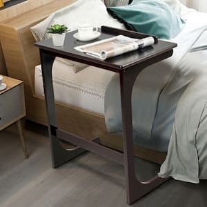 23.5 in. Brown Adjustable C-Shape Side End Table with Tilting Top