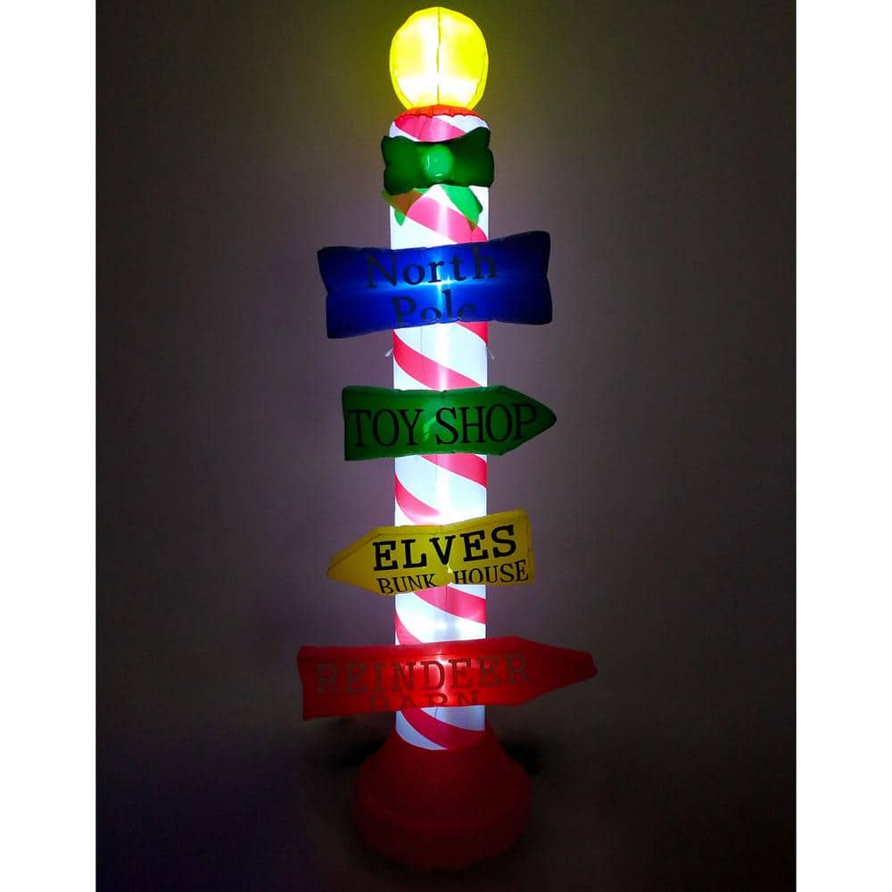 8 ft. Pre-Lit North Pole Directional Sign Christmas Inflatable