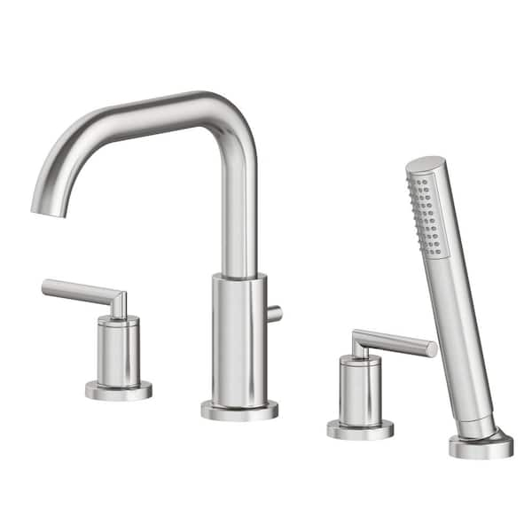 Contento 2-Handle Deck Mount Roman Tub Filler in Brushed Nickel