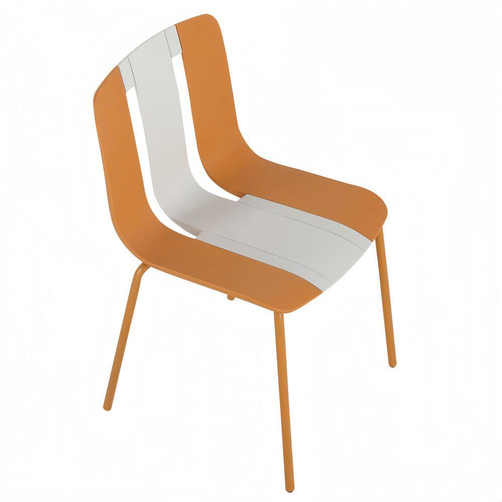 Vibrant White, Orange, Beige Striped Pp Patio Outdoor Dining Chair with Metal Legs (Set of 4) price history on PriceWatchPro