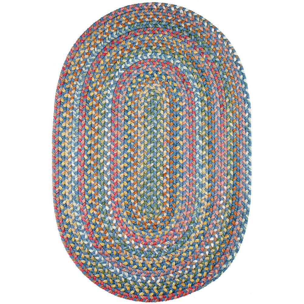 Rhody Rug Bouquet Sapphire 2 ft. x 3 ft. Oval Indoor/Outdoor Braided