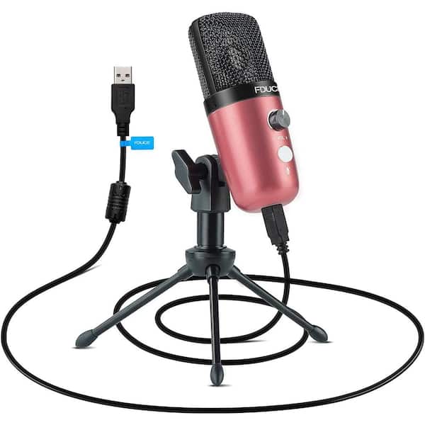 Lukyamzn USB Microphone, Computer Cardioid Condenser PC Microphone with Tripod for Gaming, Streaming, Podcasting Pink