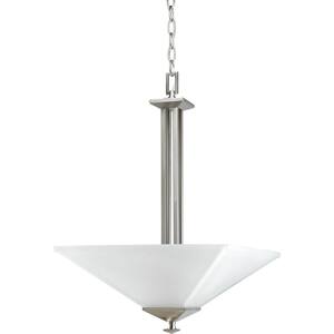 North Park 2-Light Brushed Nickel Foyer Pendant with Etched Glass