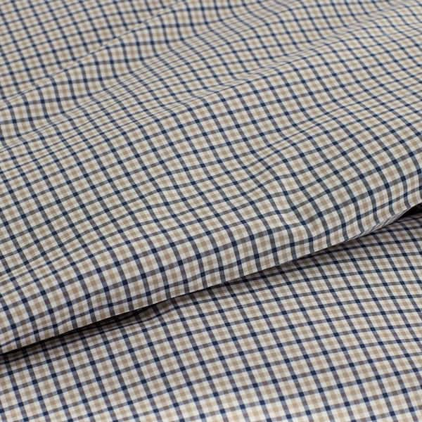 Company Cotton Mini Check Yarn-Dyed White Multi Full/Queen Cotton Percale Duvet Cover
