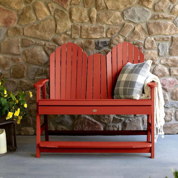 Hamilton 4ft 2-Person Rustic Red Recycled Plastic Counter Height Bench