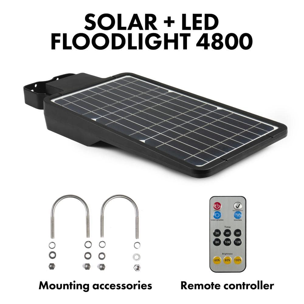 Black Solar LED Outdoor Floodlight with Adjustable Head