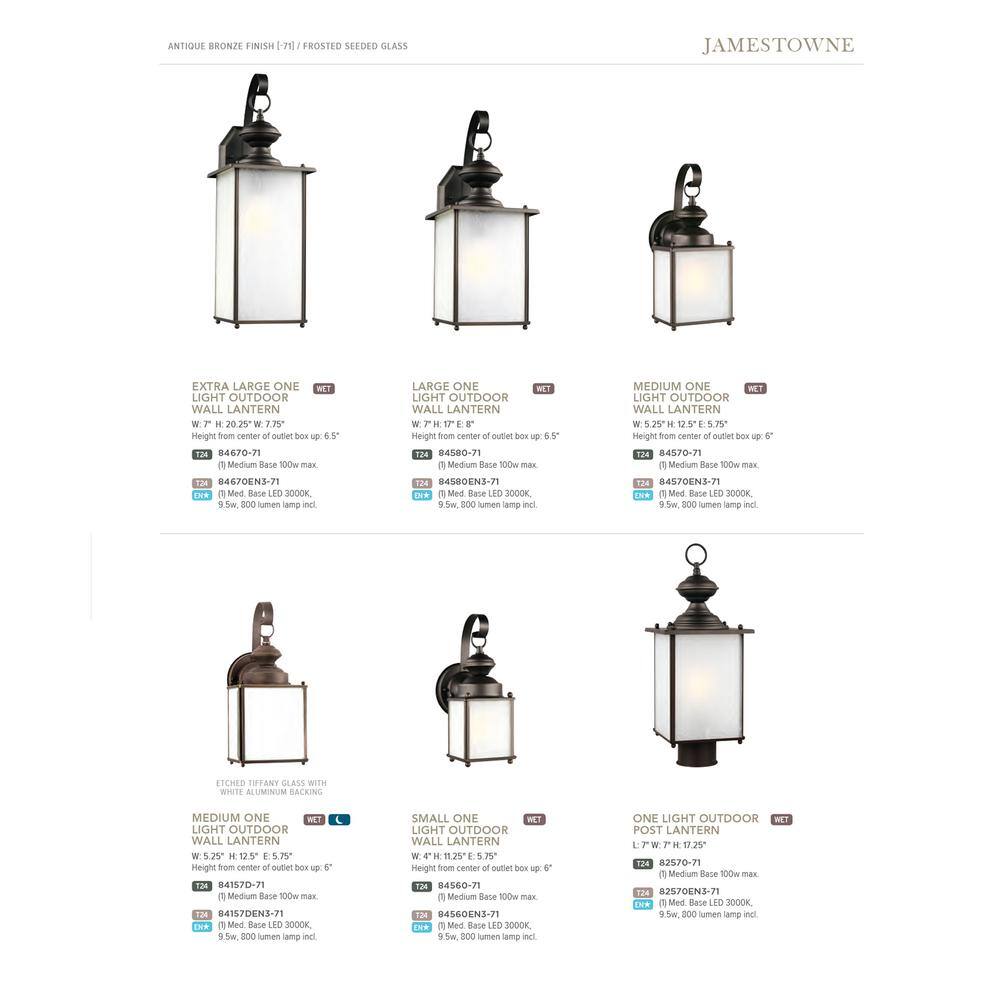 Antique Bronze LED Outdoor Wall Lantern with Frosted Seeded Glass