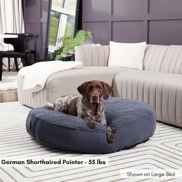 Happy Hounds Scout Deluxe Large Blue Steel Round Sherpa Dog Bed  DB250L-BLUESTEEL - The Home Depot