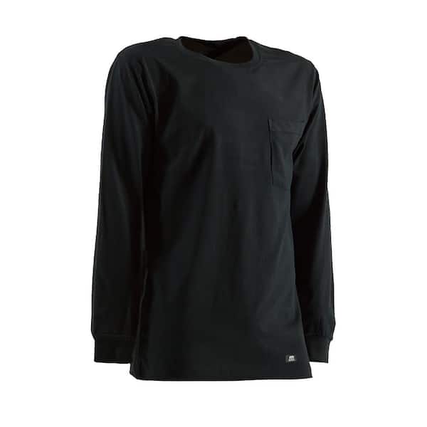 Berne Men's Small Regular Black Cotton and Polyester Heavy-Weight Long Sleeve Pocket T-Shirt