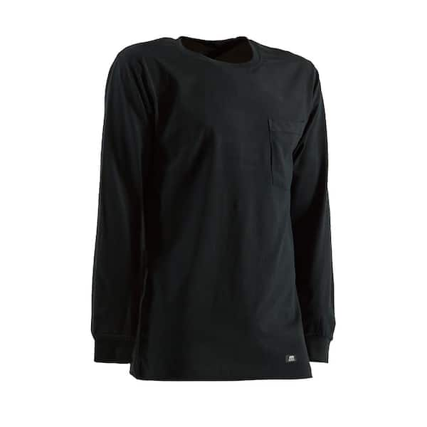 Berne Men's Medium Regular Black Cotton and Polyester Heavy-Weight Long Sleeve Pocket T-Shirt