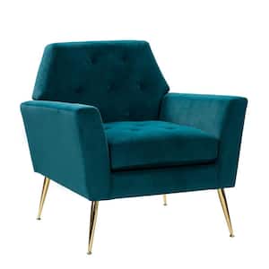 Ernesto Teal Upholstered Armchair with Tufted Back