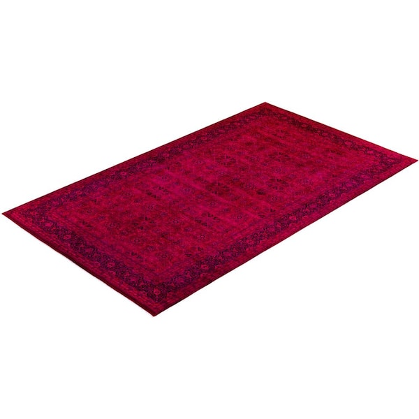 Overdyed Pink 8 ft. x 14 ft. Solid Wool Indoor Area Rug