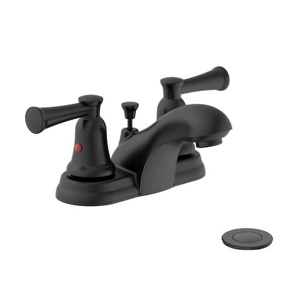 Glacier Bay Lisbon 4 in. Centerset 2-Handle Bathroom Faucet in Matte Black