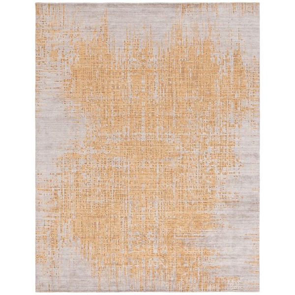 Mirage 8 ft. x 10 ft. Gray/Gold Distressed Striped Area Rug
