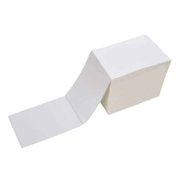 Unbranded 4 x 6 Direct Thermal Shipping Labels Perforated Fanfold Permanent Adhesive White 500 Labels for Thermal Printer