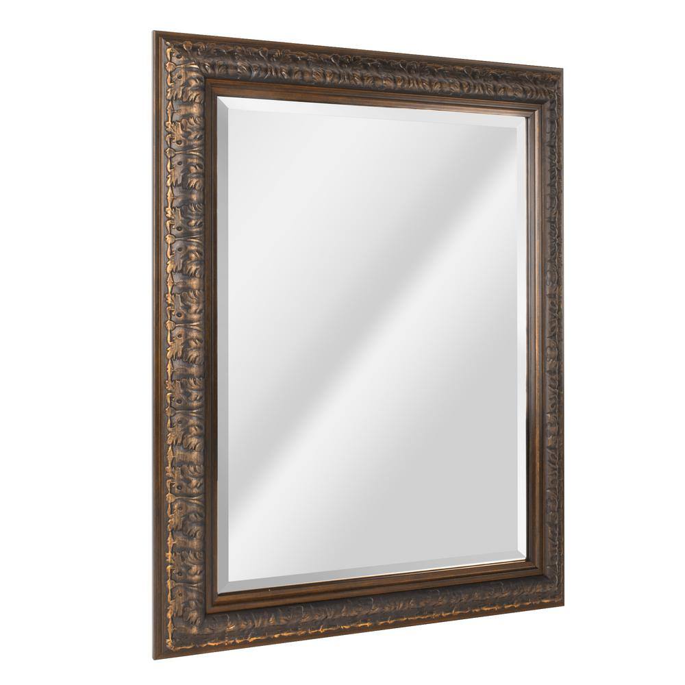 Elegant Rectangular 34.5" Bronze and Silver Ornate Mirror
