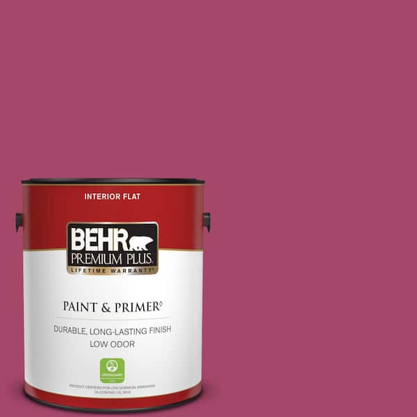 BEHR PREMIUM PLUS 1 gal. Home Decorators Collection #HDC-SM14-1 Fuschia Flair Flat Low Odor Interior Paint & Primer