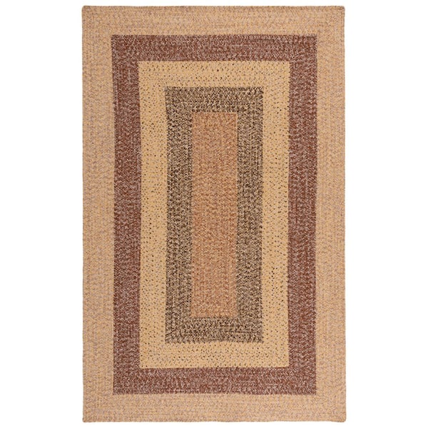 SAFAVIEH Braided Beige/Brown 5 ft. x 8 ft. Machine Washable Solid Striped Border Area Rug