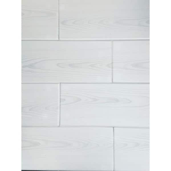 A La Maison Ceilings Country White 0.5 ft. x 3 ft. Glue up Foam Wood Ceiling Tiles Planks (19.5 sq. ft./case)