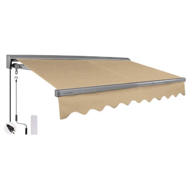 Advaning 16 ft. Classic Series Semi-Cassette Electric w/Remote Retractable Patio Awning, Light Taupe (10 ft. Projection)