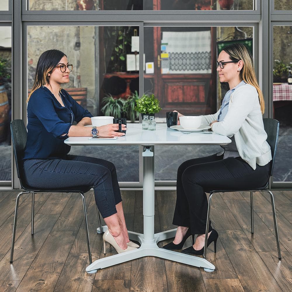 Contemporary 32" White Pneumatic Adjustable Square Cafe Table