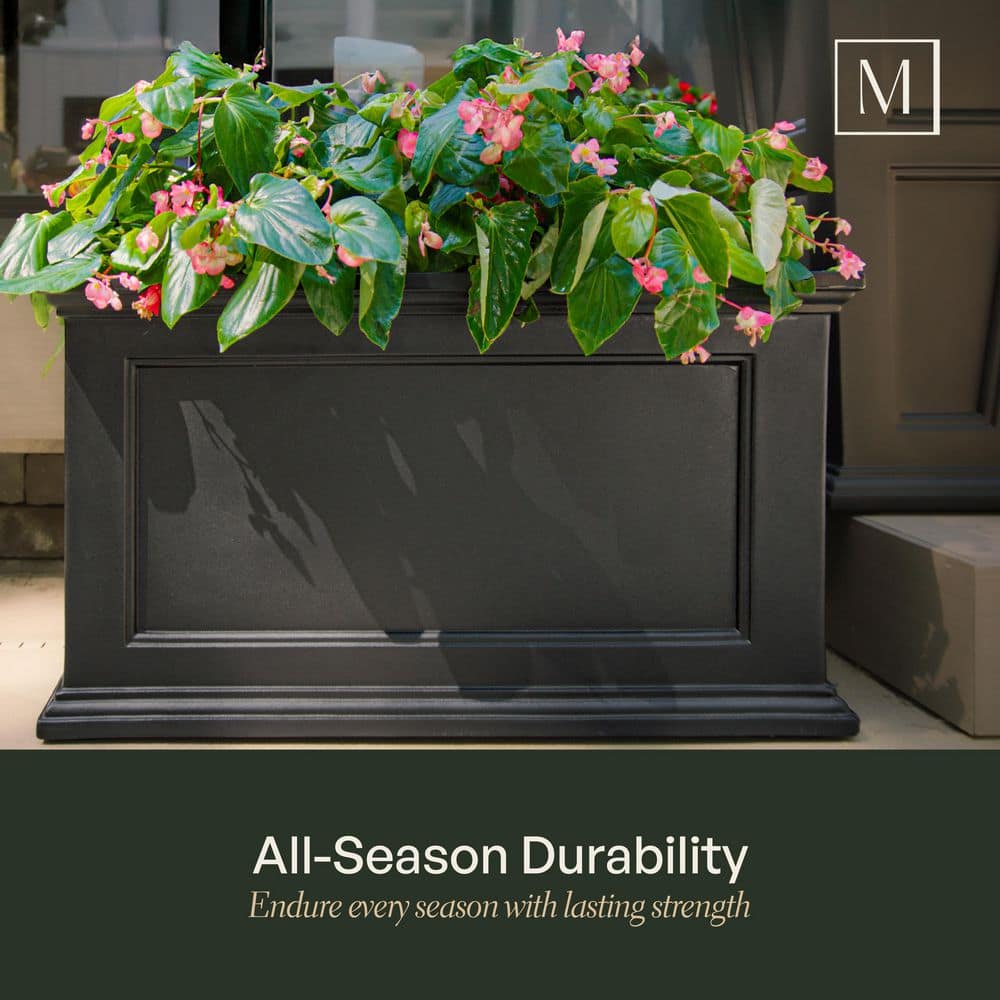 Fairfield 36"x20" Classic Black Self-Watering Polyethylene Planter
