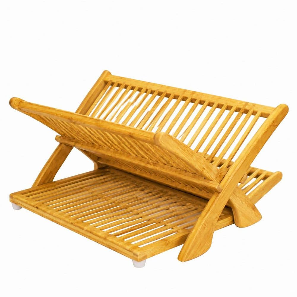 Eco-Friendly Collapsible Bamboo Dish Drying Rack, Extra Large Multi-Tier Design, 17 x 19-7/8 x 10 in, Folds Flat price history on PriceWatchPro