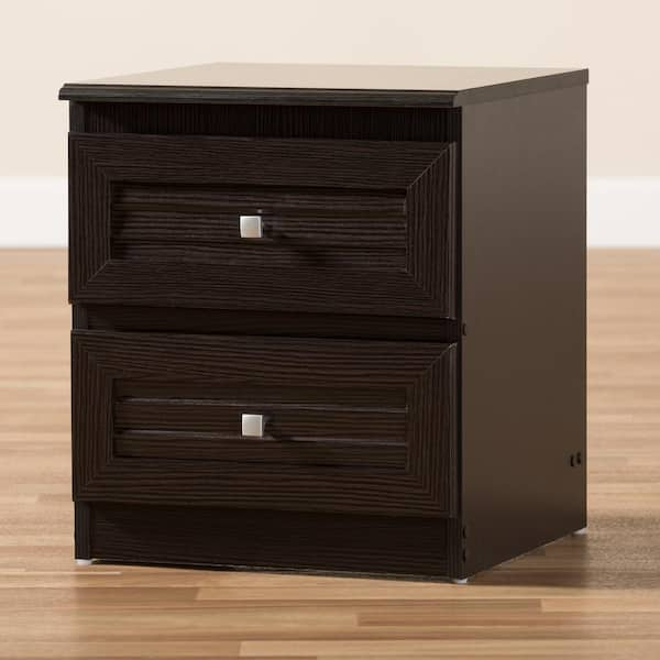 Baxton Studio Carine 2 Drawer Wenge Dark Brown Nightstand 146 8264