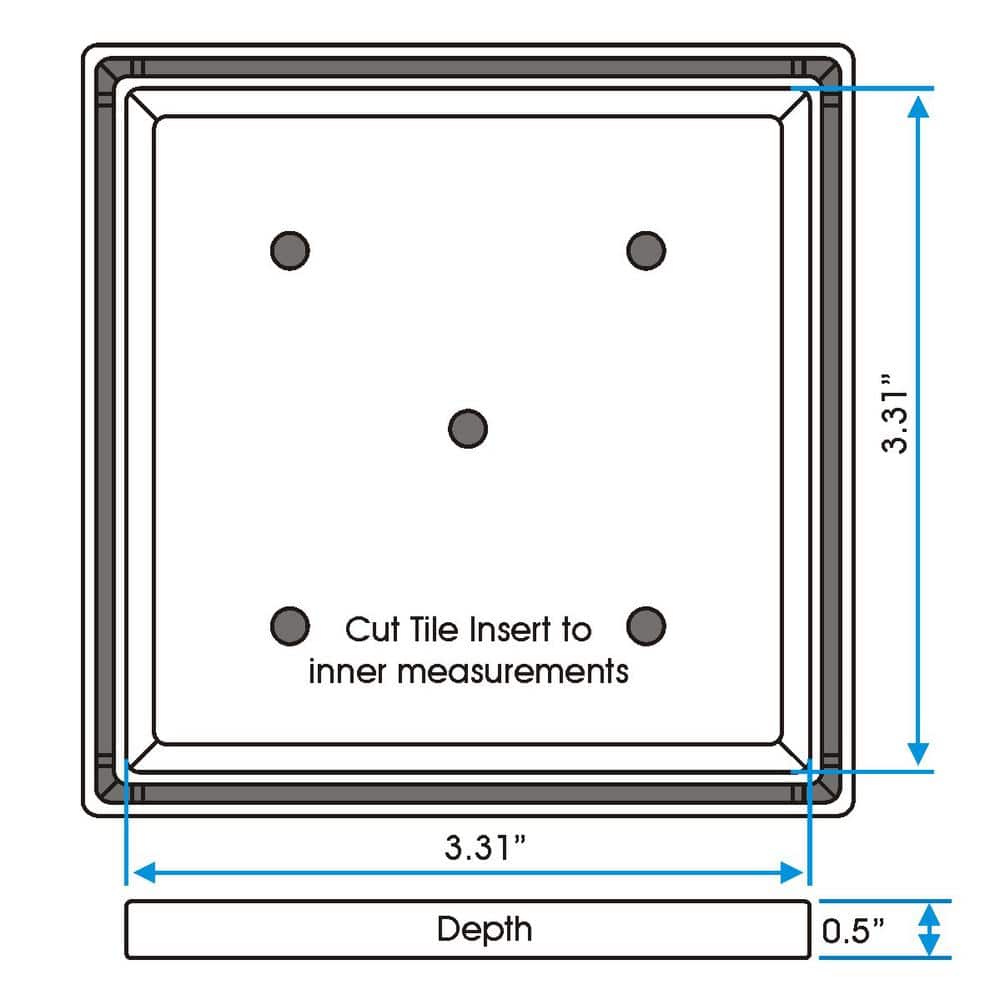 4'' Stainless Steel Square Shower Drain with Tile Insert Cover